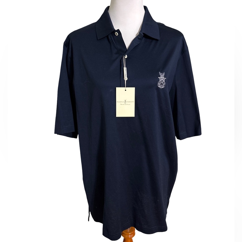 Fairway & Greene Navy Polo with Crest Embroidery